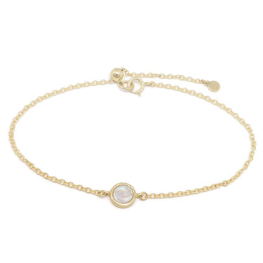 Gemstone Charm Bracelet - Moonstone YG