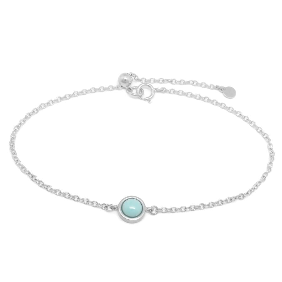 Gemstone Charm Bracelet - Turquoise WG