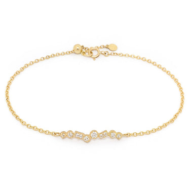 Round & Baguette Diamond Bar Bracelet - Magpie Jewellery