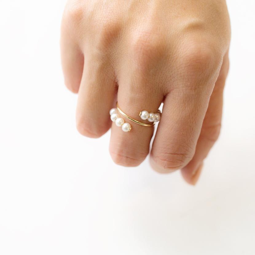 Double Baby Pearl Spiral Ring - Magpie Jewellery