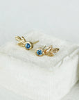 Triple Leaf Gold Earrings with Blue Sapphires | Magpie Jewellery