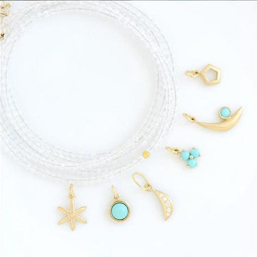 Gemstone Cup Charm - Turquoise YG