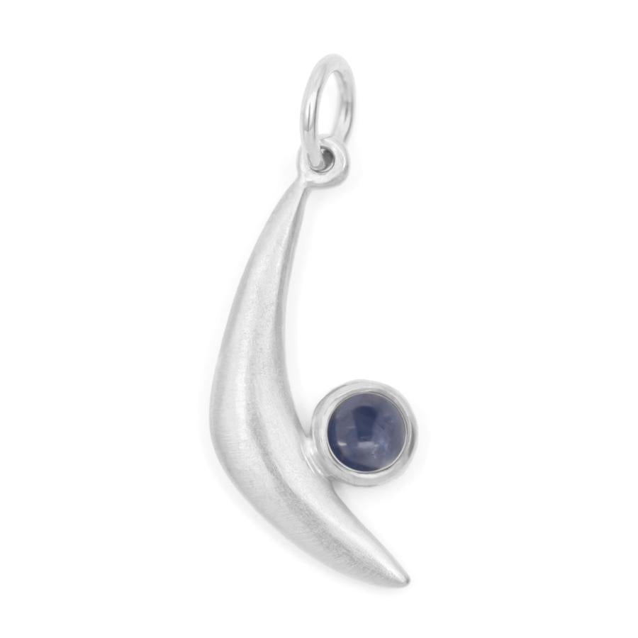 Gemstone Crescent Charm - Blue Sapphire WG