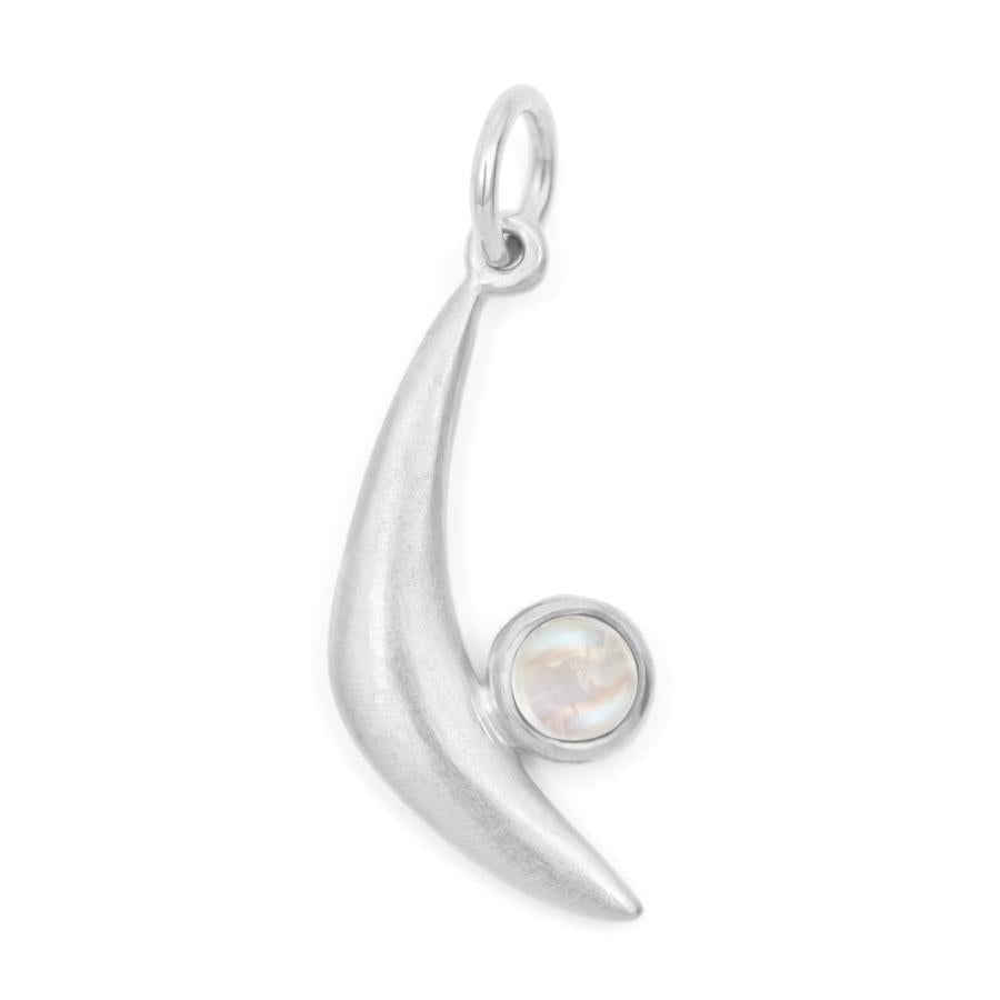 Gemstone Crescent Charm - Moonstone WG