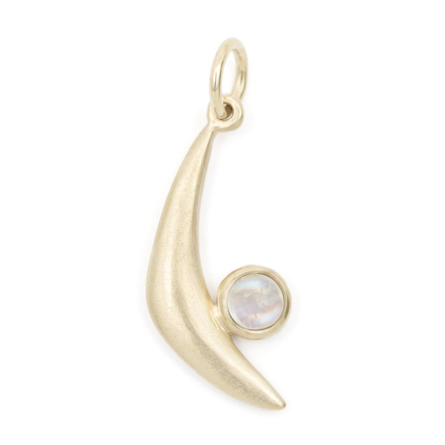 Gemstone Crescent Charm - Moonstone YG