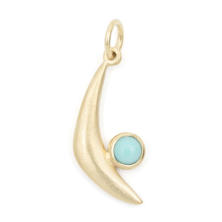 Gemstone Crescent Charm - Turquoise YG