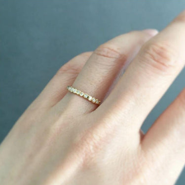 Small White Diamond Circle Half Eternity Band YG | Magpie Jewellery