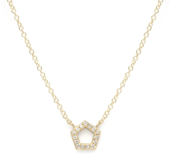 Mini Pave Pentagon Necklace - YG