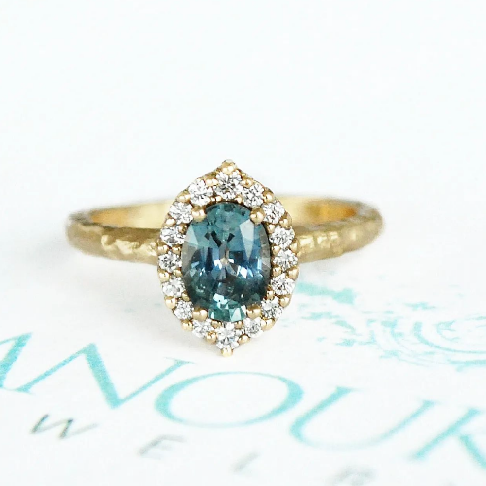 Cleo Sapphire Halo Ring - Magpie Jewellery