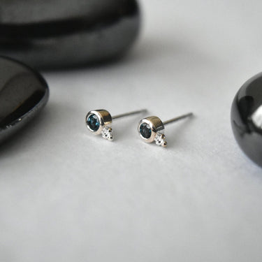 Tiny London Blue Topaz Stud - Magpie Jewellery