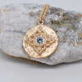 Aquamarine Mandala Necklace with Diamond Halo - Magpie Jewellery