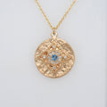 Aquamarine Mandala Necklace with Diamond Halo - Magpie Jewellery