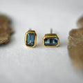 Bezel Set London Blue Topaz Studs - Magpie Jewellery