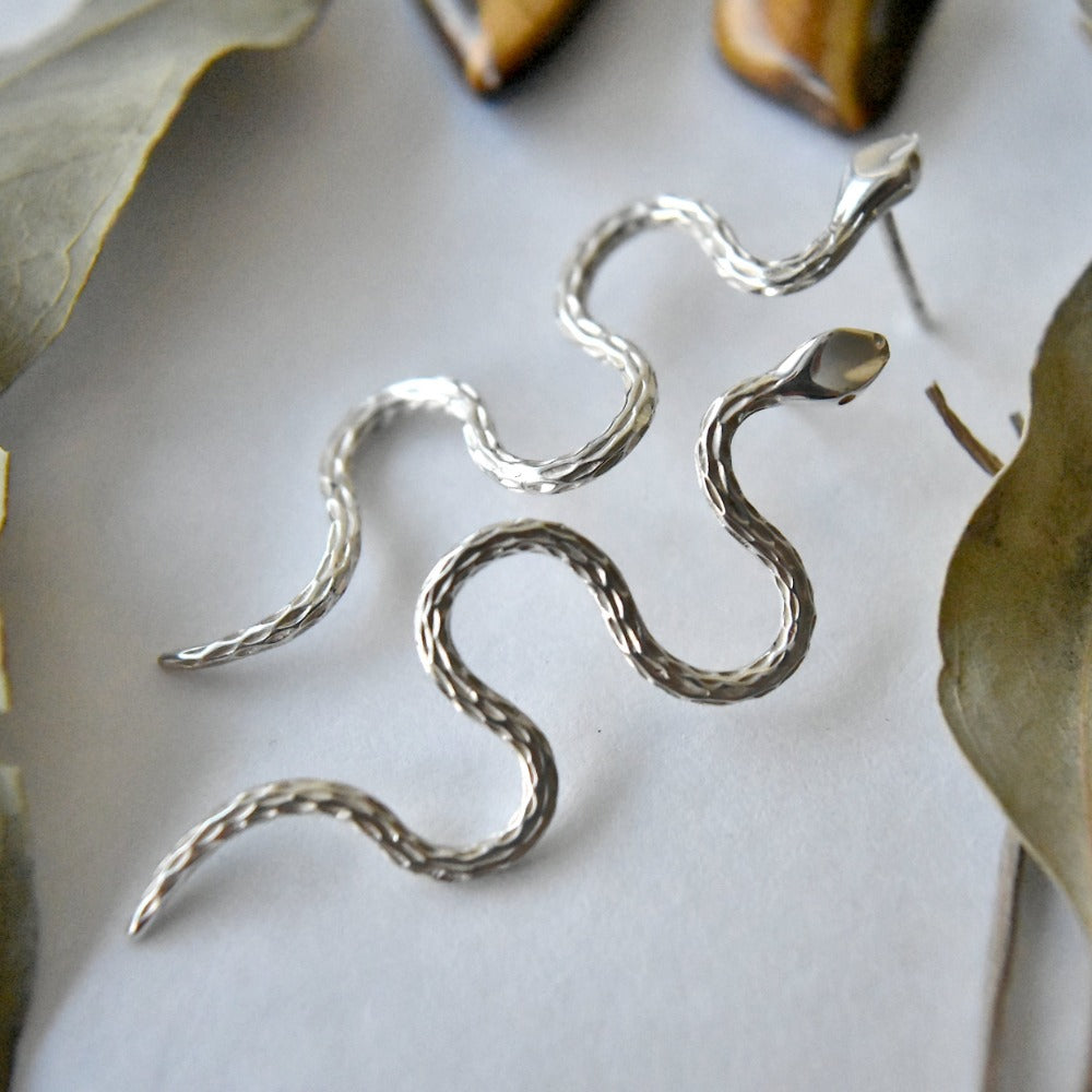 Large Snake Earrings - Magpie Jewellery