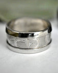 14K White Gold Loon & Killer Whale (Orca) Ring - Magpie Jewellery