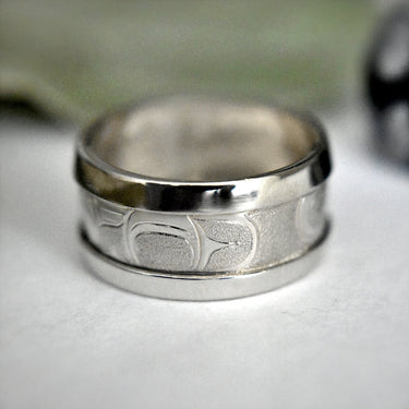 14K White Gold Loon & Killer Whale (Orca) Ring - Magpie Jewellery