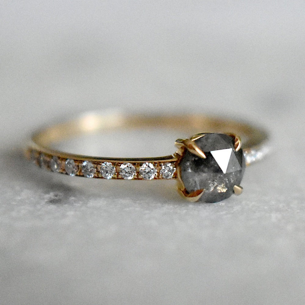 Salt &amp; Pepper Diamond Engagement Ring - Magpie Jewellery