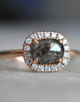 Salt & Pepper Diamond Halo Engagement Ring - Magpie Jewellery