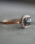 Salt & Pepper Diamond Halo Engagement Ring - Magpie Jewellery