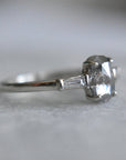 Oval Salt & Pepper Diamond Engagement Ring with Tapered Baguettes - Magpie Jewellery