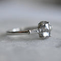 Oval Salt & Pepper Diamond Engagement Ring with Tapered Baguettes - Magpie Jewellery