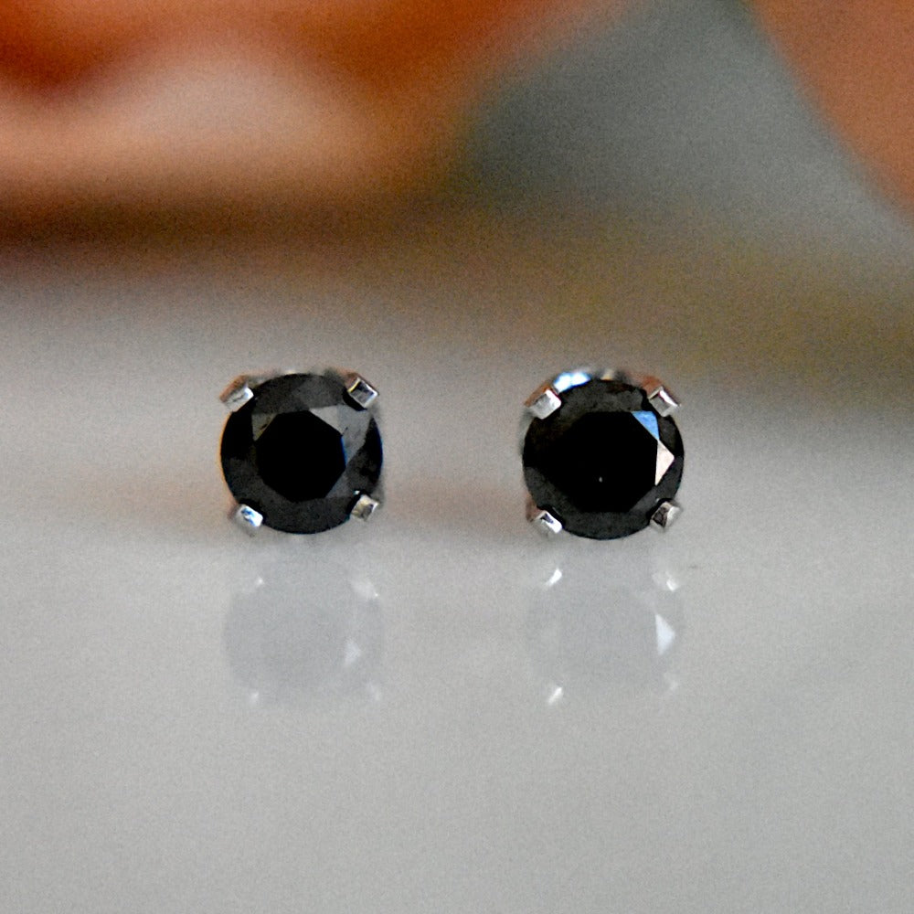 Black Diamond Studs - Magpie Jewellery