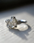 Rose-Cut Teardrop Grey Diamond Engagement Ring with Diamond Accents - Magpie Jewellery