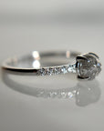 Rose-Cut Grey Diamond Engagement Ring with Shoulder Diamonds - Magpie Jewellery