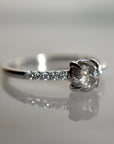 Rose-Cut Grey Diamond Engagement Ring with Shoulder Diamonds - Magpie Jewellery