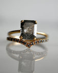 1.90ct Emerald Cut Salt & Pepper Diamond Ring - Magpie Jewellery
