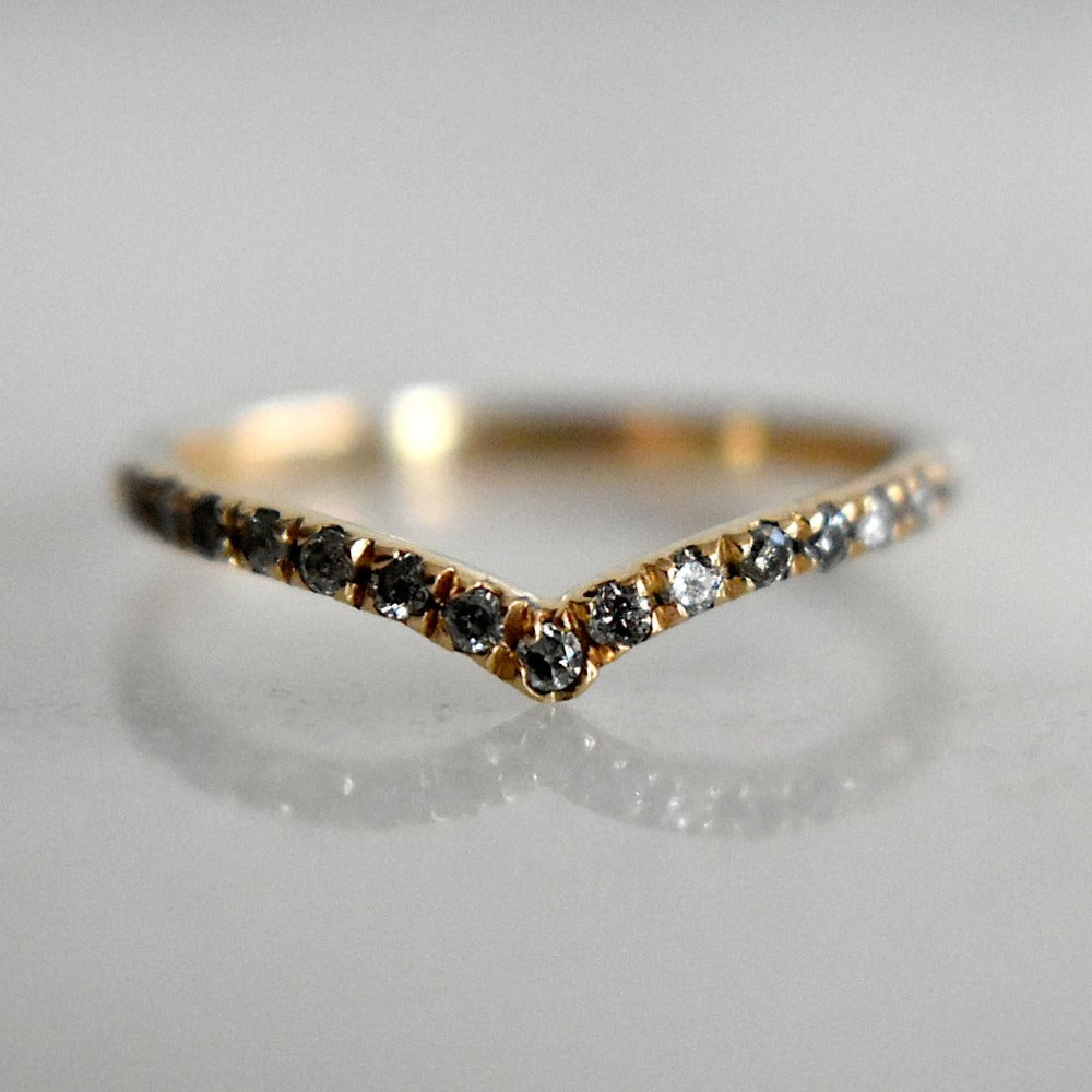 V-Shaped Diamond Chevron Wedding Band - Magpie Jewellery