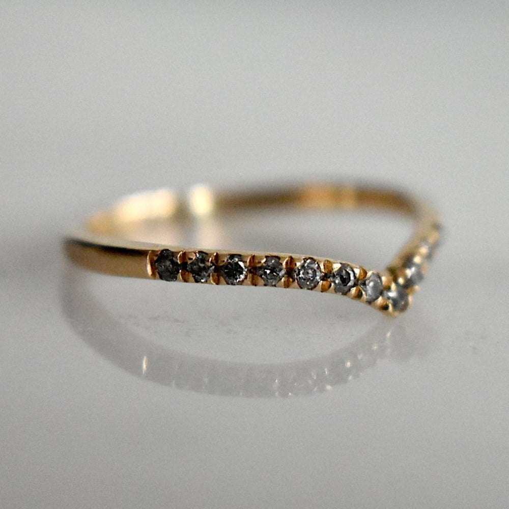 V-Shaped Diamond Chevron Wedding Band - Magpie Jewellery
