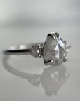 Rose-Cut Teardrop Grey Diamond Engagement Ring with Diamond Accents - Magpie Jewellery