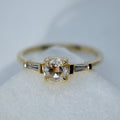 Rose-Cut White Diamond Engagement Ring with Tapered Baguette Accents - Magpie Jewellery