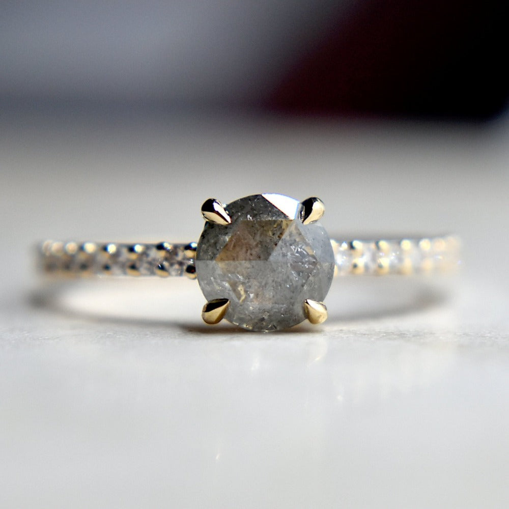 0.69ct Salt &amp; Pepper Diamond Engagement Ring - Magpie Jewellery