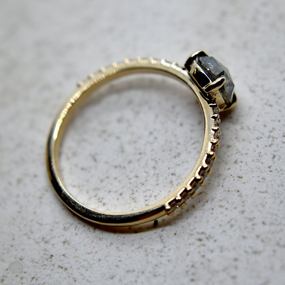 0.69ct Salt &amp; Pepper Diamond Engagement Ring - Magpie Jewellery