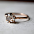 6-Prong Oval Rose Cut Salt & Pepper Diamond Solitaire | Magpie Jewellery