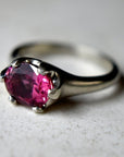 6-Prong Pink Tourmaline Ring in 14kw - Magpie Jewellery