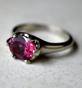 6-Prong Pink Tourmaline Ring in 14kw - Magpie Jewellery