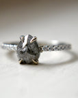 Pear-Shaped Salt & Pepper Diamond Engagement Ring - Magpie Jewellery