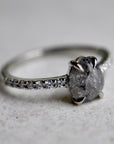 Pear-Shaped Salt & Pepper Diamond Engagement Ring - Magpie Jewellery