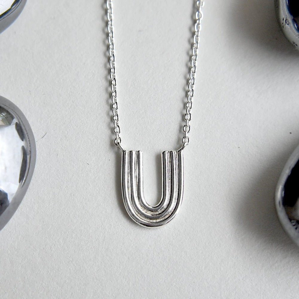 Lined U Shape Necklace - Magpie Jewellery