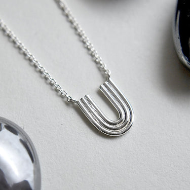Lined U Shape Necklace - Magpie Jewellery
