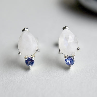 Moonstone & Tanzanite Stud - Magpie Jewellery