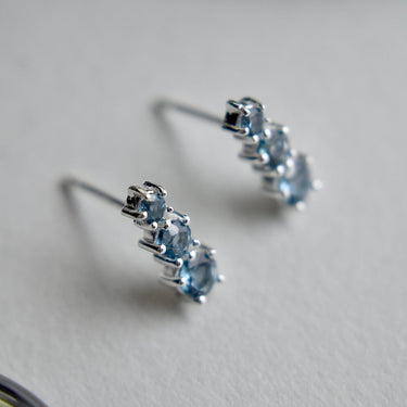 Triple Blue Topaz Studs - Magpie Jewellery