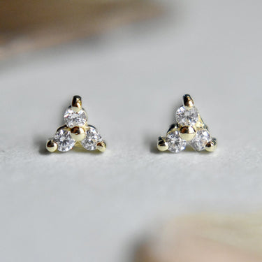 Triple CZ Triangle Stud - Magpie Jewellery