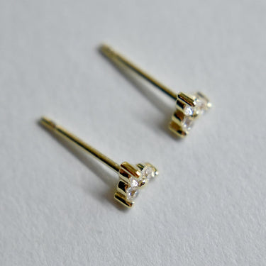 Triple CZ Triangle Stud - Magpie Jewellery