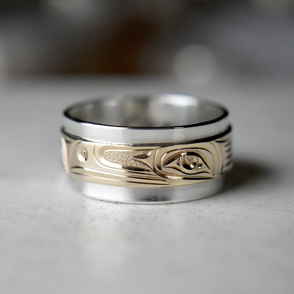 Raised Gold Overlay Ring - Magpie Jewellery