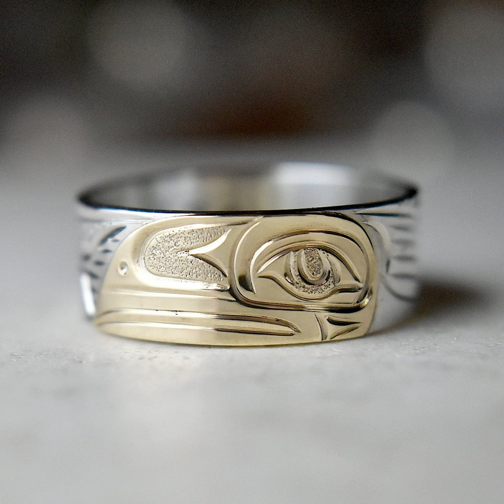 Flat Gold Overlay Ring - Magpie Jewellery