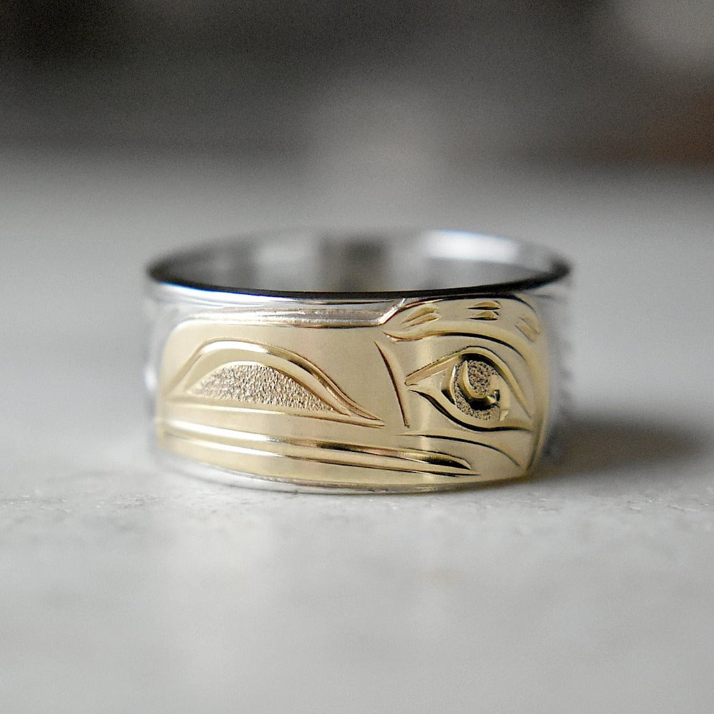 Flat Gold Overlay Ring - Magpie Jewellery